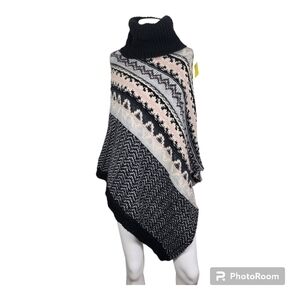 Cocogio Wool Alpaca‎ Turtleneck Poncho One Size